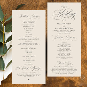 Programme Élégant Classe Gris Foncé Crème Écriture Mariage