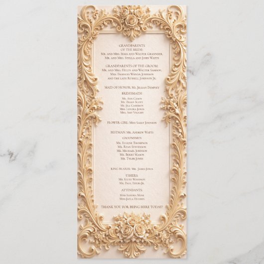 Programme Elegant Classic Baroque Frame Wedding Program (Dos)