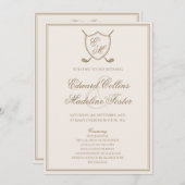 Programme Élégant Classic Crest Monogram Mariage de golf (Devant / Derrière)
