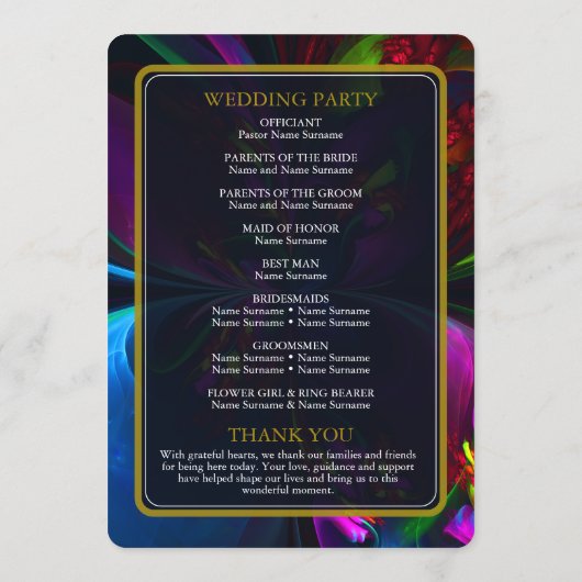 Programme Elegant Classic Modern Floral Pattern #902 Wedding (Dos)