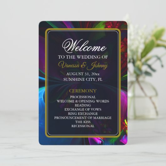 Programme Elegant Classic Modern Floral Pattern #902 Wedding (Debout devant)