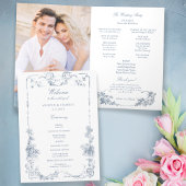 Programme Élégant classique Dusty Bleu Français Floral