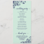 Programme Elégant Curls & Swirls Mint Green & Navy Mariage (Dos)