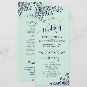 Programme Elégant Curls & Swirls Mint Green & Navy Mariage