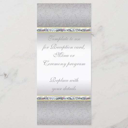 Programme Élégant Damas d'argent et Monogramme rose (Dos)