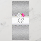 Programme Élégant Damas d'argent et Monogramme rose (Devant)