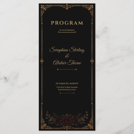 Programme Elegant Dark Gothic Wedding Program (Devant)