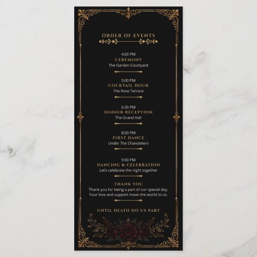 Programme Elegant Dark Gothic Wedding Program (Dos)