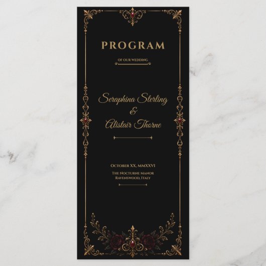 Programme Elegant Dark Gothic Wedding Program (Devant)