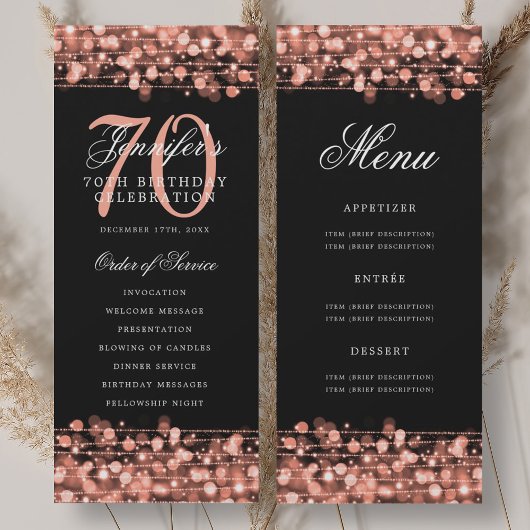 Programme élégant de 70e anniversaire Rose Gold av