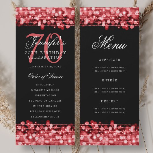 Programme élégant de 70e anniversaire Ruby Red ave
