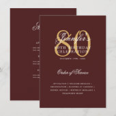 Programme élégant de 80e anniversaire Menu Bourgog (Devant / Derrière)