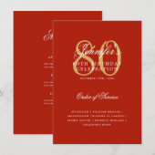 Programme élégant de 80e anniversaire Menu Or Roug (Devant / Derrière)