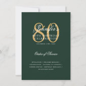 Programme élégant de 80e anniversaire Menu Or Vert (Devant)