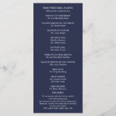 Programme élégant de cérémonie de mariage bleu mar (Dos)