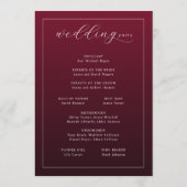 Programme élégant de cérémonie de mariage bordeaux (Dos)