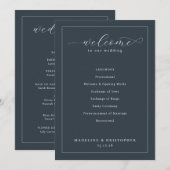 Programme Élégant de Cérémonie de Mariage Navy (Devant / Derrière)