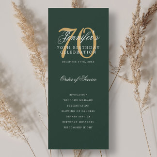 Programme élégant de fête d'anniversaire 70 ans or