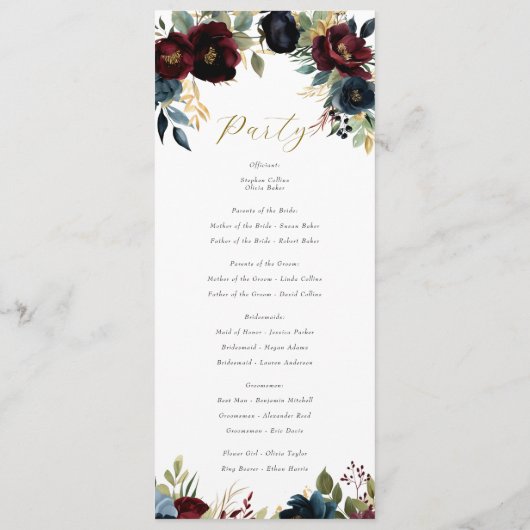 Programme élégant de fleurs et de verdure florales (Dos)