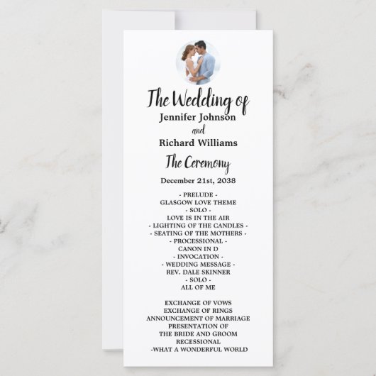 Programme Élégant de Mariage Photo Minimal (Devant)