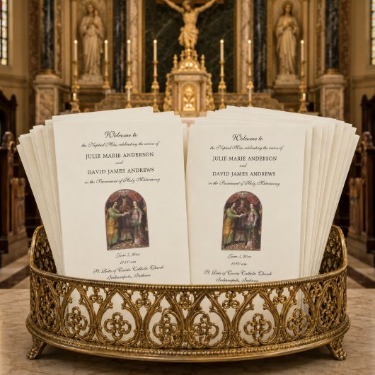 Programme élégant de messe de mariage catholique