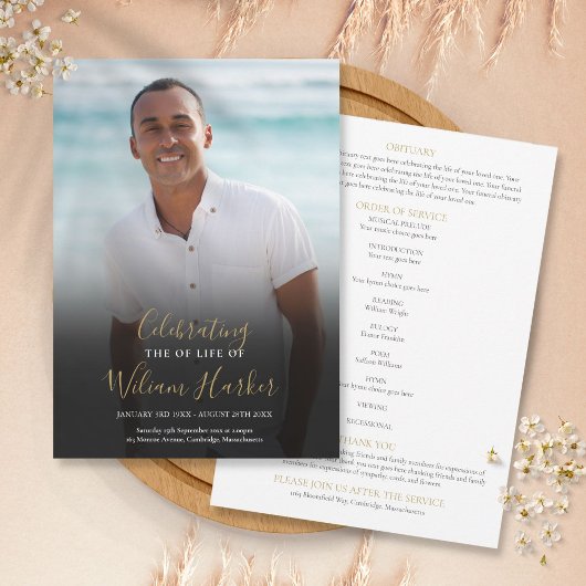 Programme Élégant De Photo Funéraire Ordre De Serv