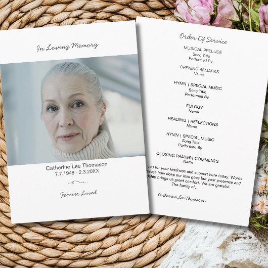 Programme Élégant de Service Funéraire Avec Photo