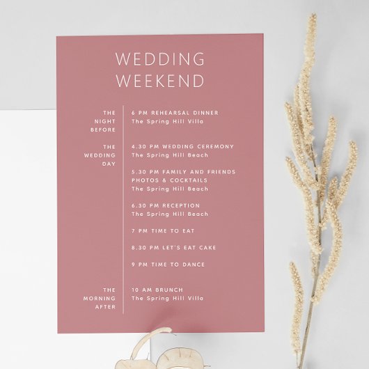 Programme élégant de week-end de mariage | Rose Po