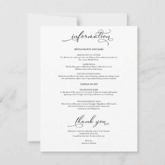 Programme élégant de week-end de mariage sur 4 jou (Dos)