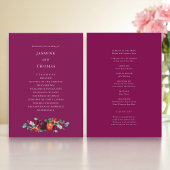 Programme Elegant Deep Pink Floral Wedding Program