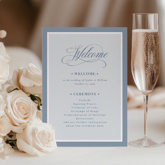 Programme Elegant Dusty Blue Border | Luxe Wedding Welcome