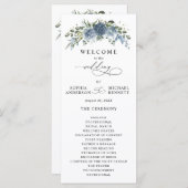 Programme Elegant Dusty Blue Floral Wedding Program (Devant / Derrière)