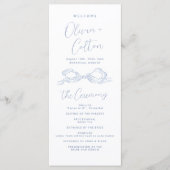 Programme Élégant Dusty Blue Main Drawn Bow Wedding Programm (Devant)