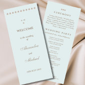 Programme Elégant Dusty Blue Monogram Pearl Wedding Programm