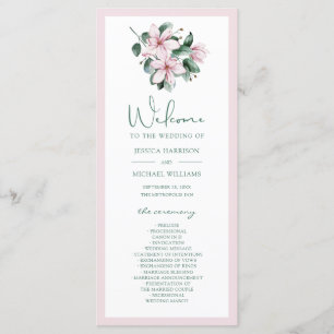 Programme Elégant Dusty rose Aquarelle Magnolia Mariage