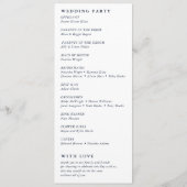 Programme Élégant écriture fleurs toile bleu français mariag (Dos)