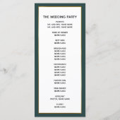 Programme Élégant Emerald Green Gold Mariage (Dos)