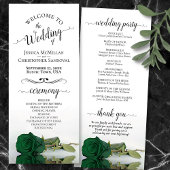 Programme Élégant Emerald Green Rose Mariage romantique