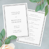 Programme Élégant enterrement | Ordre classique de service