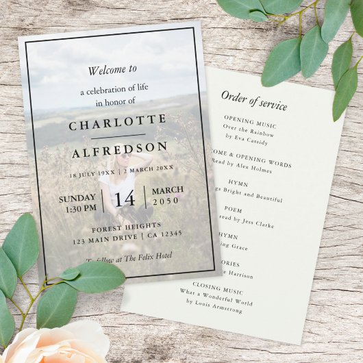 Programme Élégant enterrement | Photo Ordre de service Mémor