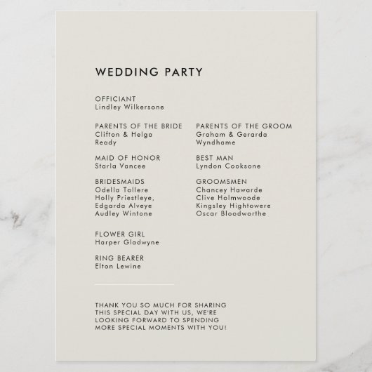 Programme Élégant et moderne mariage vert Sage clair (Dos)