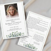 Programme Elegant Eucalyptus Celebrating Life Of - Funeral