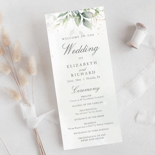 Programme Elégant Eucalyptus Feuille Mariage or vert