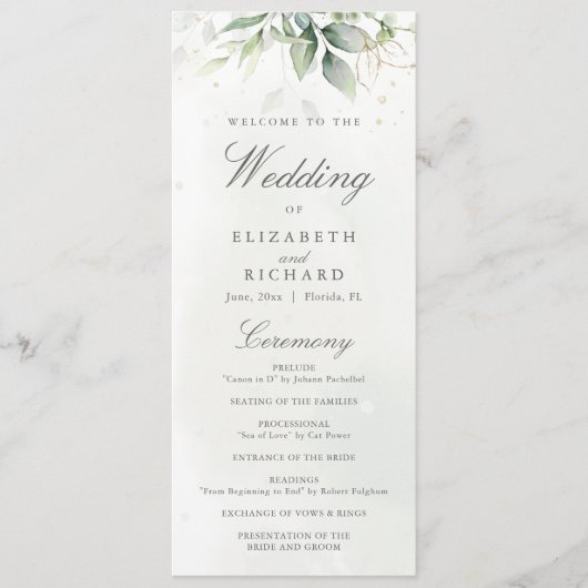 Programme Elégant Eucalyptus Feuille Mariage or vert (Devant)