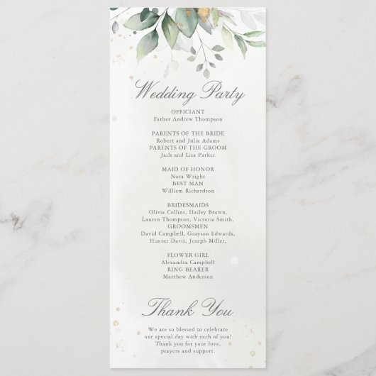 Programme Elégant Eucalyptus Feuille Mariage or vert (Dos)