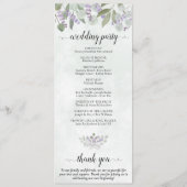 Programme Elégant Eucalyptus & Lavender Mariage aquarelle (Dos)