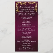Programme Élégant Feuille de script et d'or - Mariage violet (Dos)