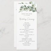 Programme Elégant feuille d'olivier. Mariage italien du jard (Devant / Derrière)