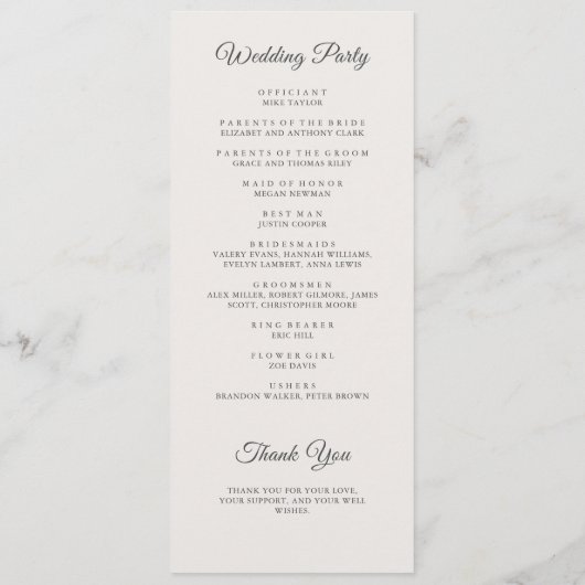 Programme Elégant Fleur sauvage Aquarelle Wreath Mariage bei (Dos)