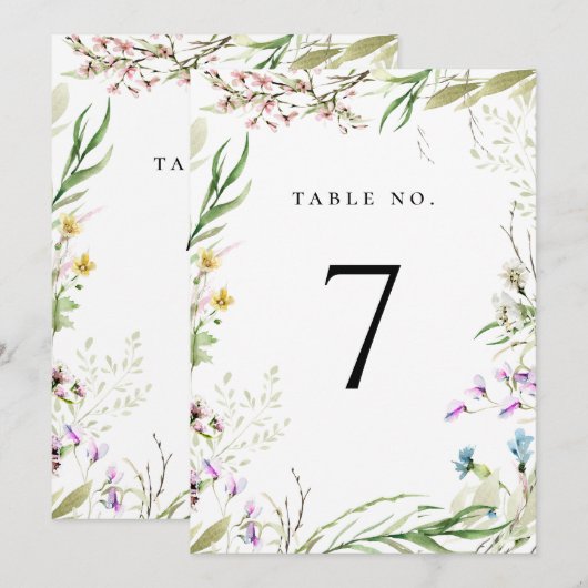 Programme Élégant Fleur sauvage Botanique Numéro de tableau (Devant / Derrière)